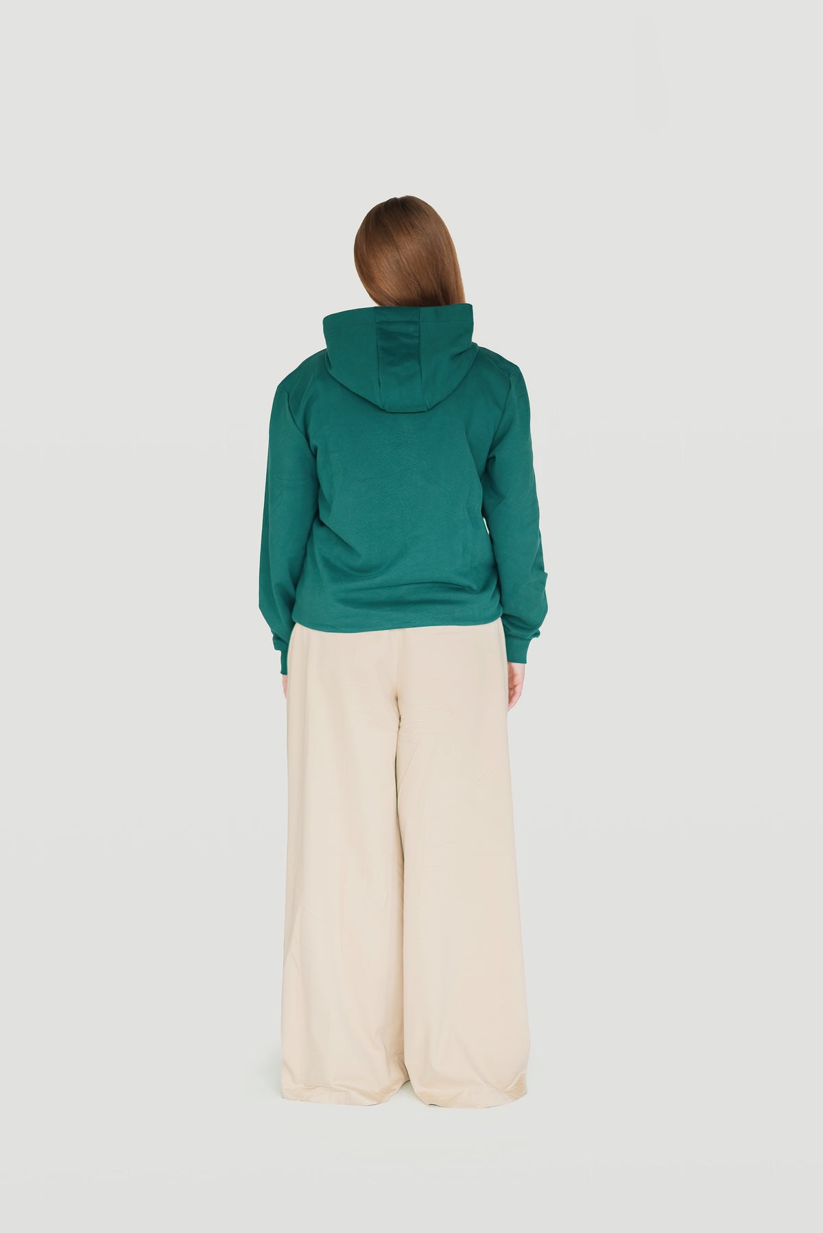 Back view of the green Le Butin8 Gratitude hoodie